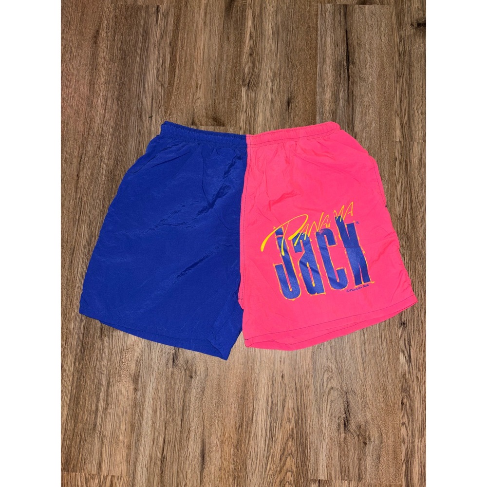 Vintage Panama Jack Swim Trunks Mens‎ Neon Pink Blue Colorblock 90s USA